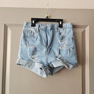Light Blue Womens Jean Shorts with Rips Size Extra Small
